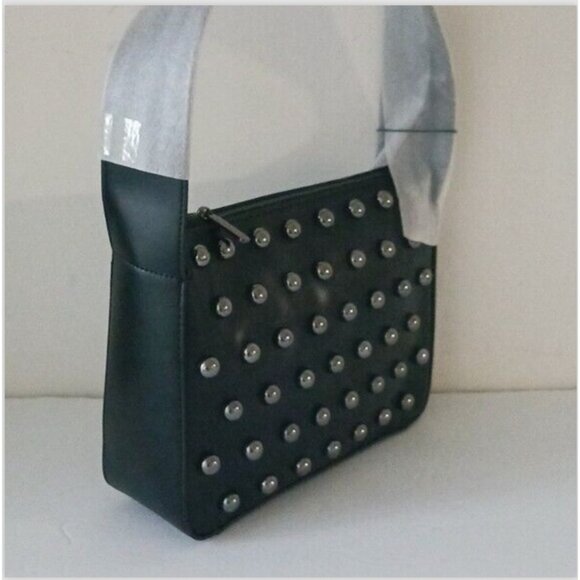 BCBGENERATION Novel Studded Shoulder Hobo HandBag Fx. Leather Black - Picture 6 of 12